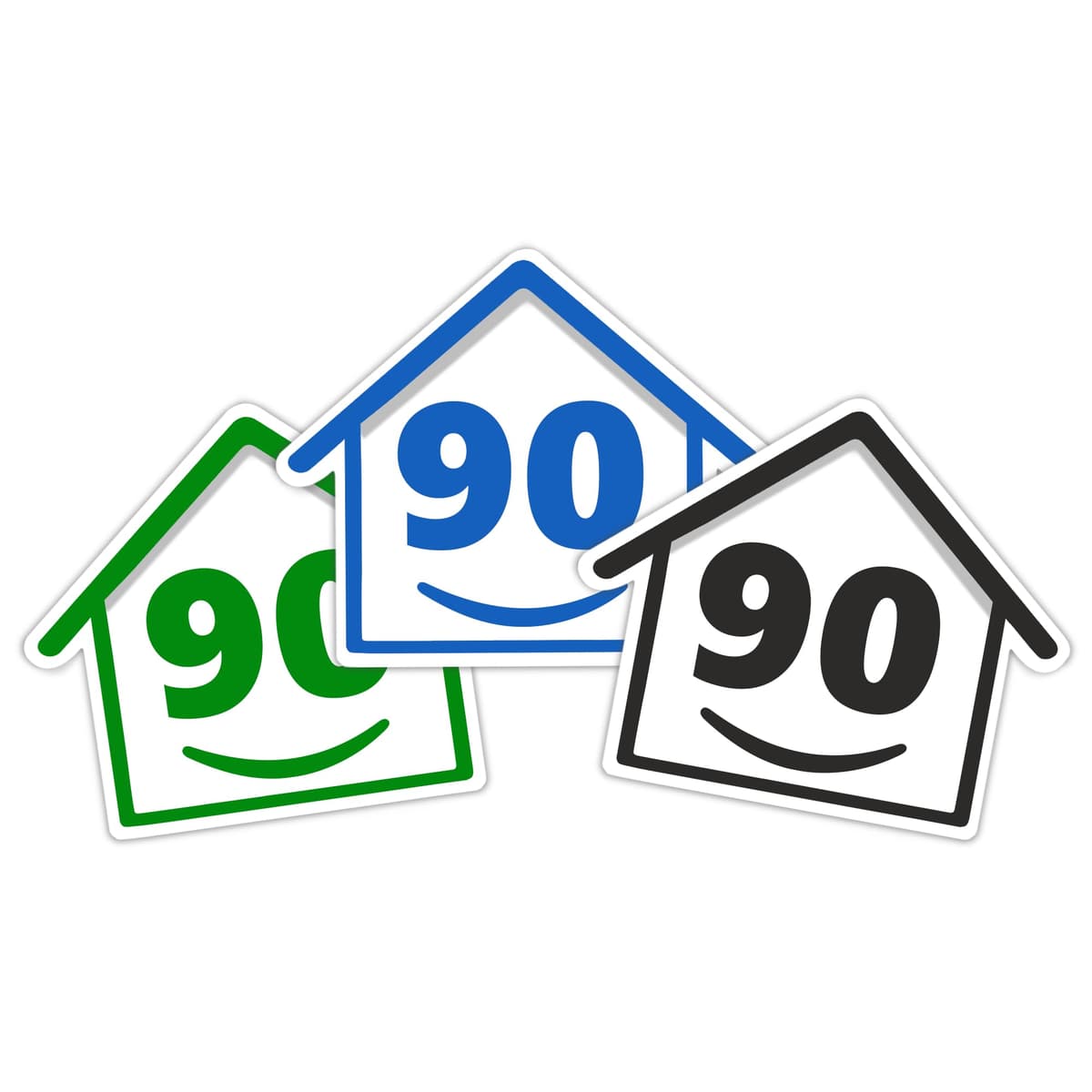3 x Bin Numbers for Wheelie Bins, 1-99, 15cm ‘Happy House’ Colour Design Dustbin Stickers, Easy Application Stick On Number Stickers - Weatherproof Self Adhesive Vinyl – Blue, Black and Green (1) — view 11