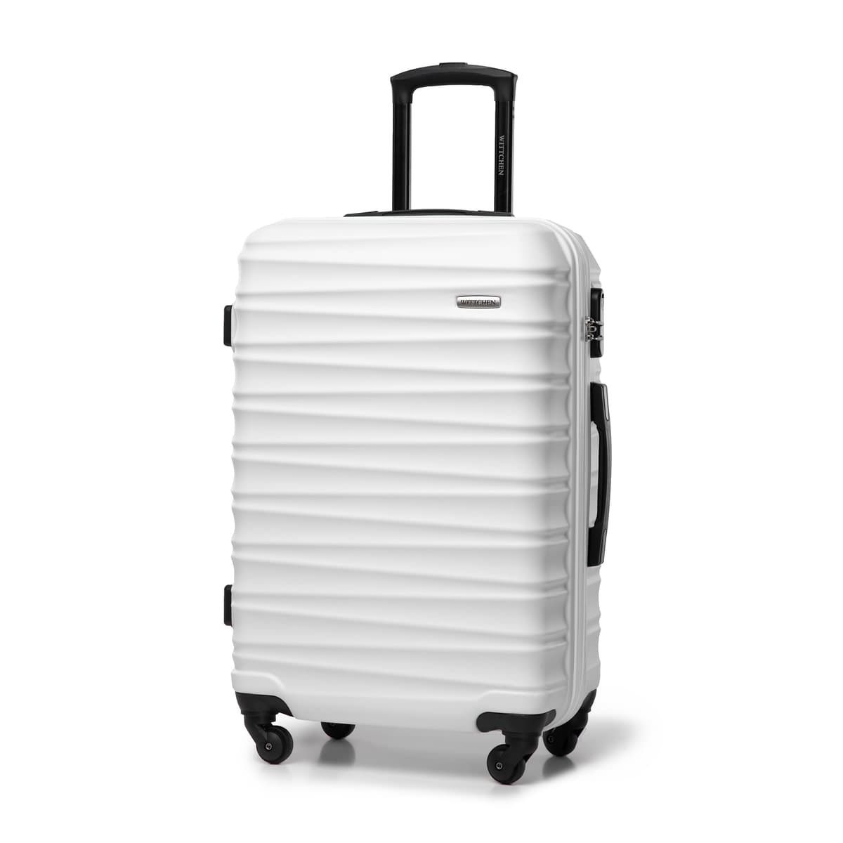 WITTCHEN Maleta Grande Trolley ABS rígido para facturación con 4 Ruedas giratorias Cerradura de combinación asa telescópica Groove Line Negro Ryanair/Vueling/Iberia/easyJet/Iberia Express — view 19