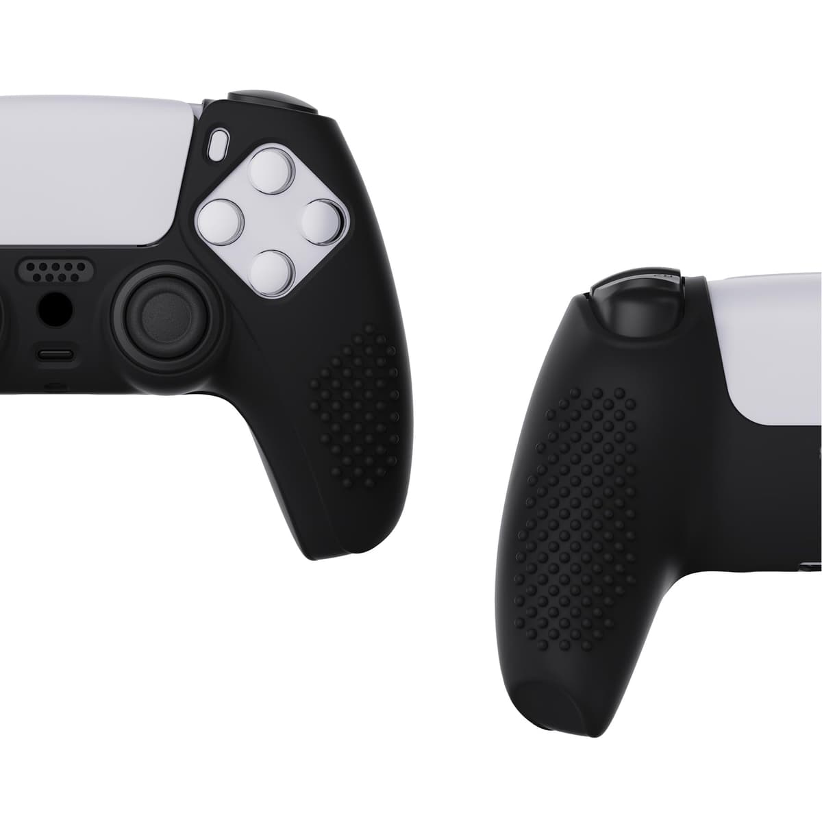 eXtremeRate PlayVital Funda de Silicona para ps5 Mando - Carcasa Protectora con 6 Tapas de Joysticks, Impermeable, Resistente y Antideslizante, Funda de Goma Suave para ps5, 3D Tachonado (Negro) — view 4
