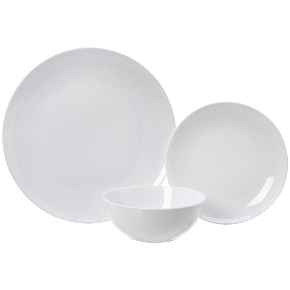 Amazon Basics Vajilla, 6 servicios, Paquete de 18, Porcelana blanca lisa — view 7