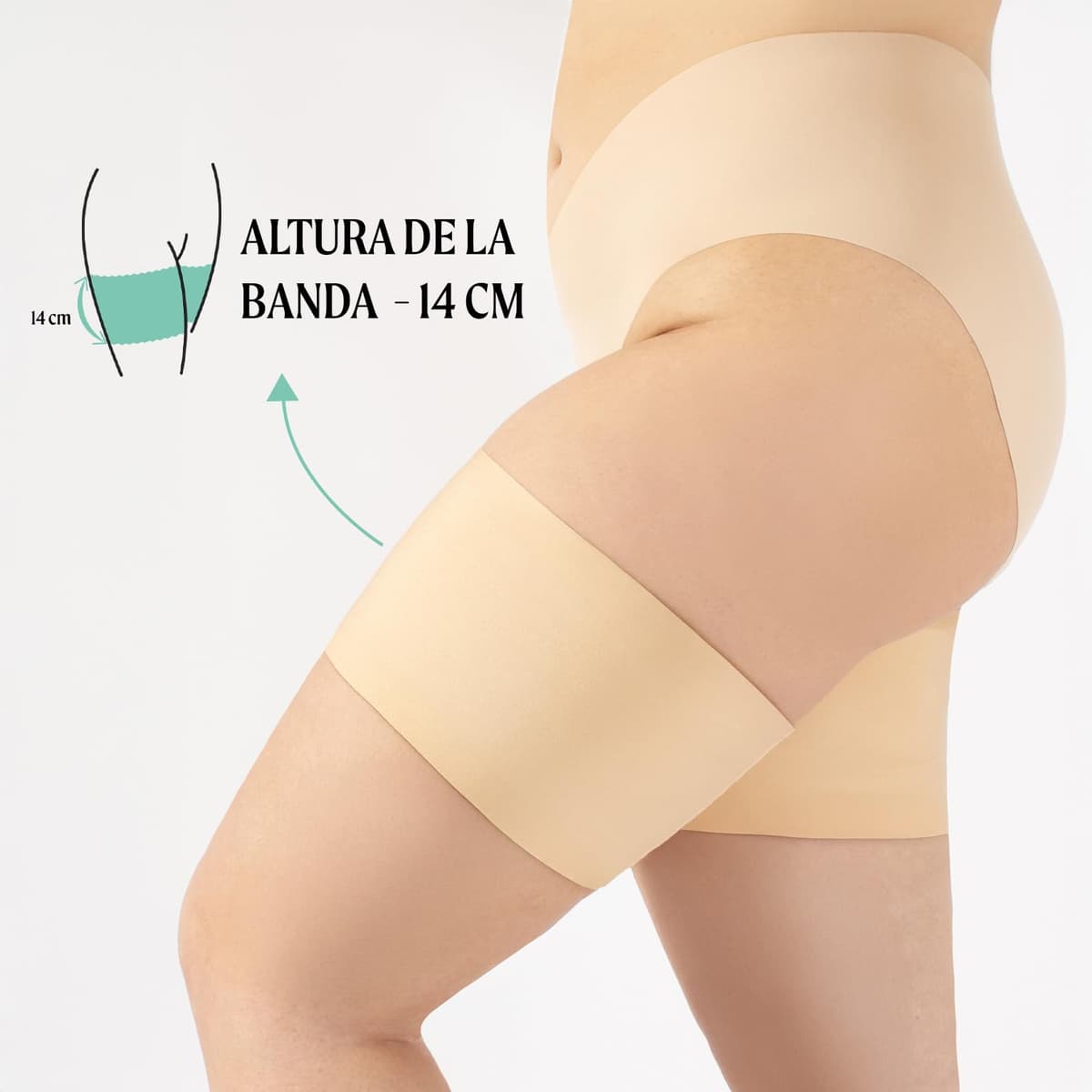 CALZITALY Bandas Antirozaduras Lisas, Previene Rozaduras, Bandas Elásticas Muslos, Curvy, | Negro, Natural | Made in Italy — view 2