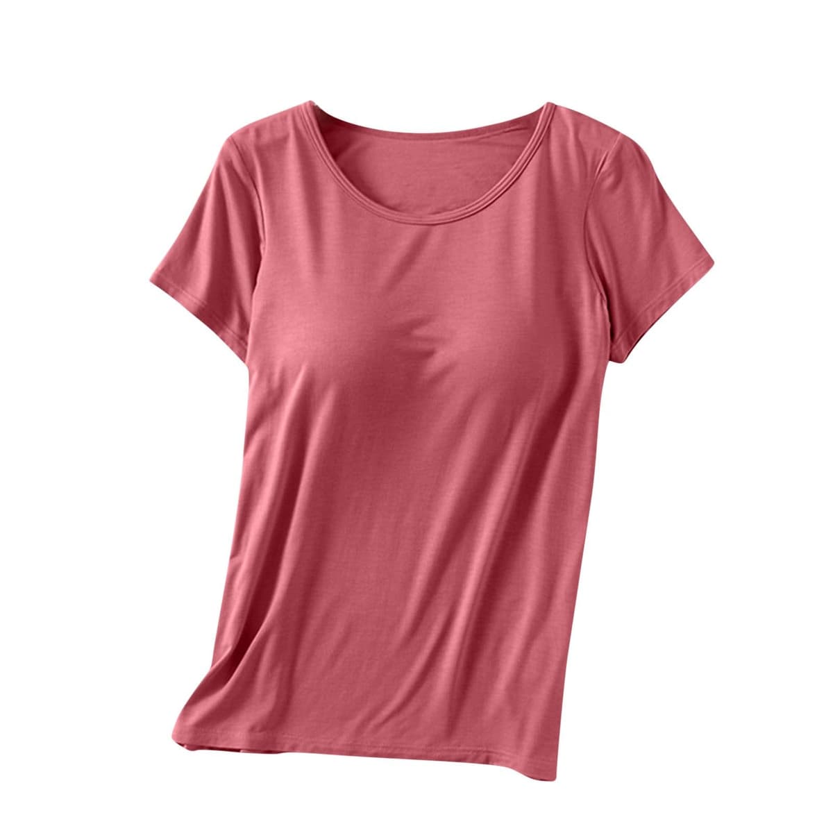 Womens Shirts with Built in Bra Short Sleeve Shirts Summer Casual Athletic Workout Yoga Shelf Bra Padded T Shirts Tops — view 21