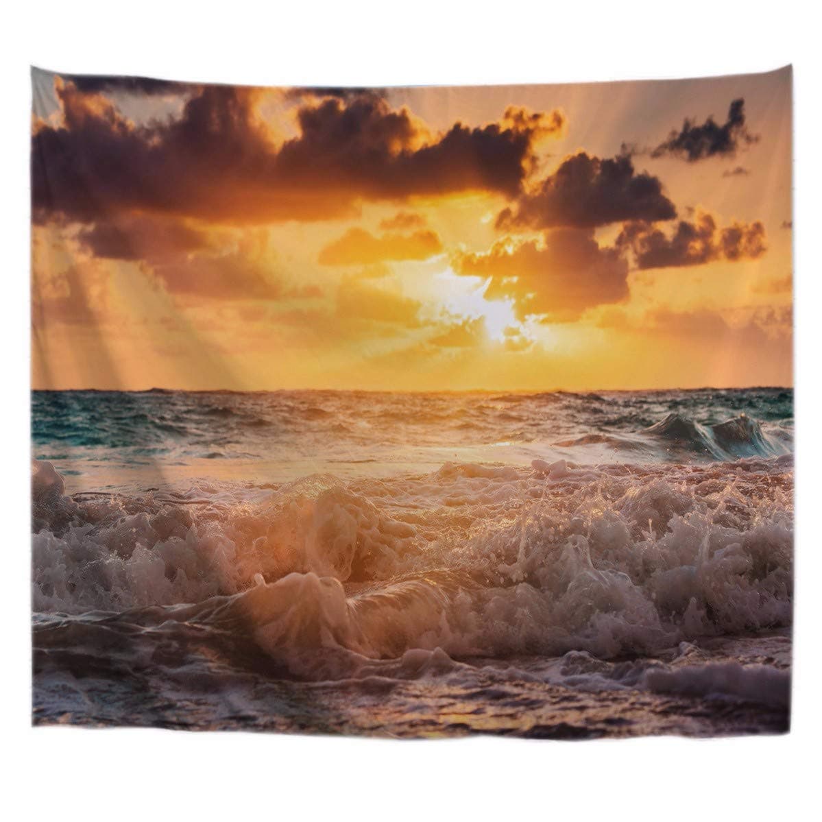 A.Monamour Mermaid And The Sailing Pirate Ship Art Print Fabric Wall Hanging Tapestry Wall Decors Window Curtains For Living Room Bedroom 180X200Cm/71"X80" — view 34