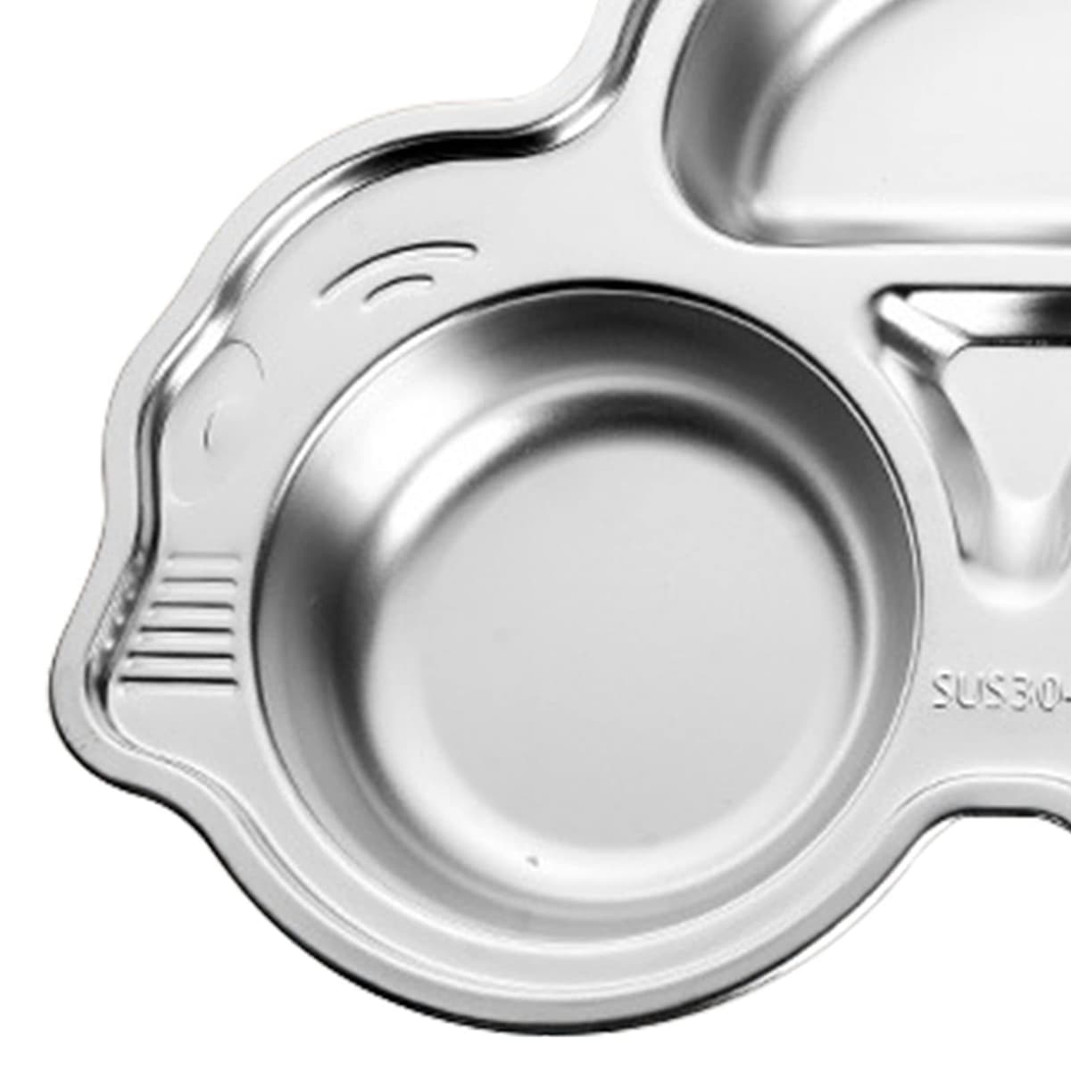 Stainless Steel Cartoon Divided Platter Fun Shape Drop Proof Dinner Tray for Kindergarten, Food Grade Plate for Kids Home Picnics Camping (Car) — view 4