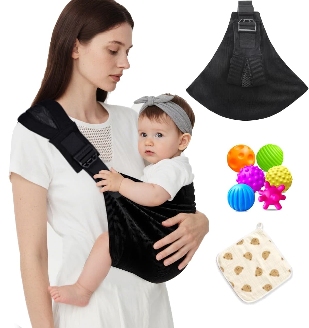 Baby Sling Carrier | Adjustable Front & Back, Adjustable Sling Easy Toddler Carrier Comfortable Baby Wrap Carrier Baby Carrier Wrap for Newborn Up to 6M-3 Years(Corduroy)