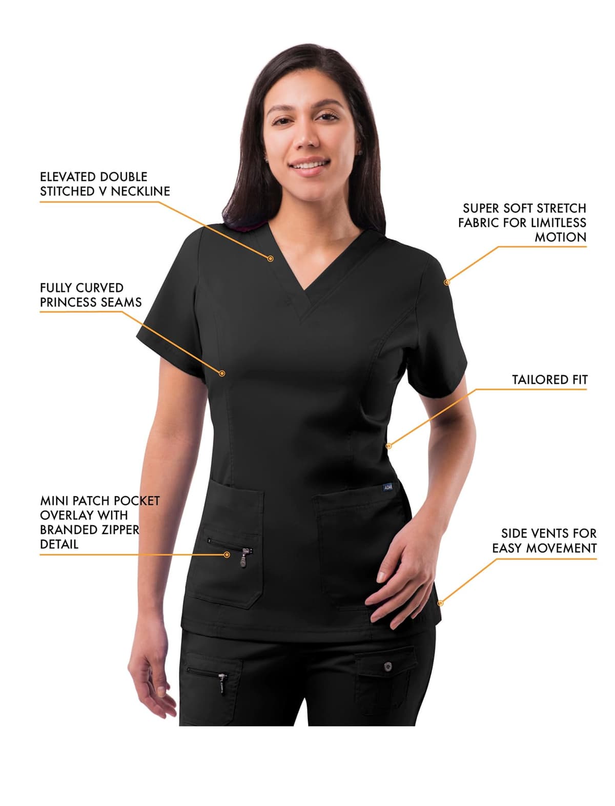 Adar Pro Breakthrough Plus Scrub Set for Women - Enhanced V-Neck Top & Multi Pocket Pants — view 3