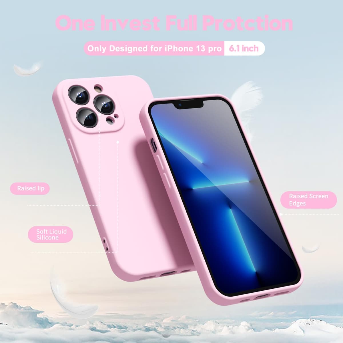 oakxco for iPhone 17 Pro Max Phone Case Liquid Silicone, Cute Thin Slim Grip Soft Rubber Gel for Women Men, Smooth Matte TPU Plain Solid Color Girly Simple Case with Camera Cover, Light Pink — view 1330