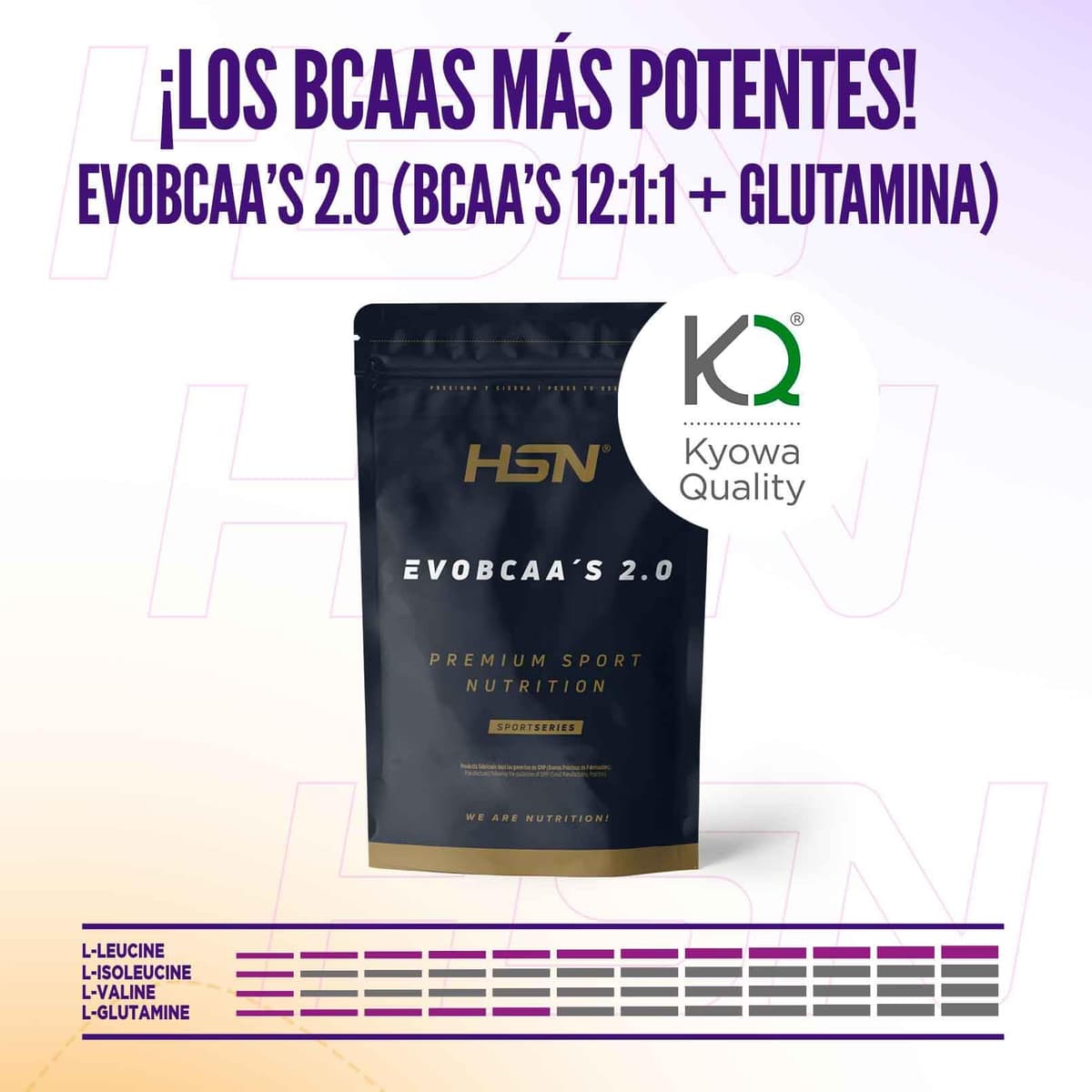 HSN BCAA con Glutamina Evobcaa's 2.0 | Limón 500g | Aminoácidos Ramificados Ratio 12:1:1 (Leucina + Valina + Isoleucina) | No Incluye Dosificador | No-GMO, Vegano, Sin Gluten — view 5
