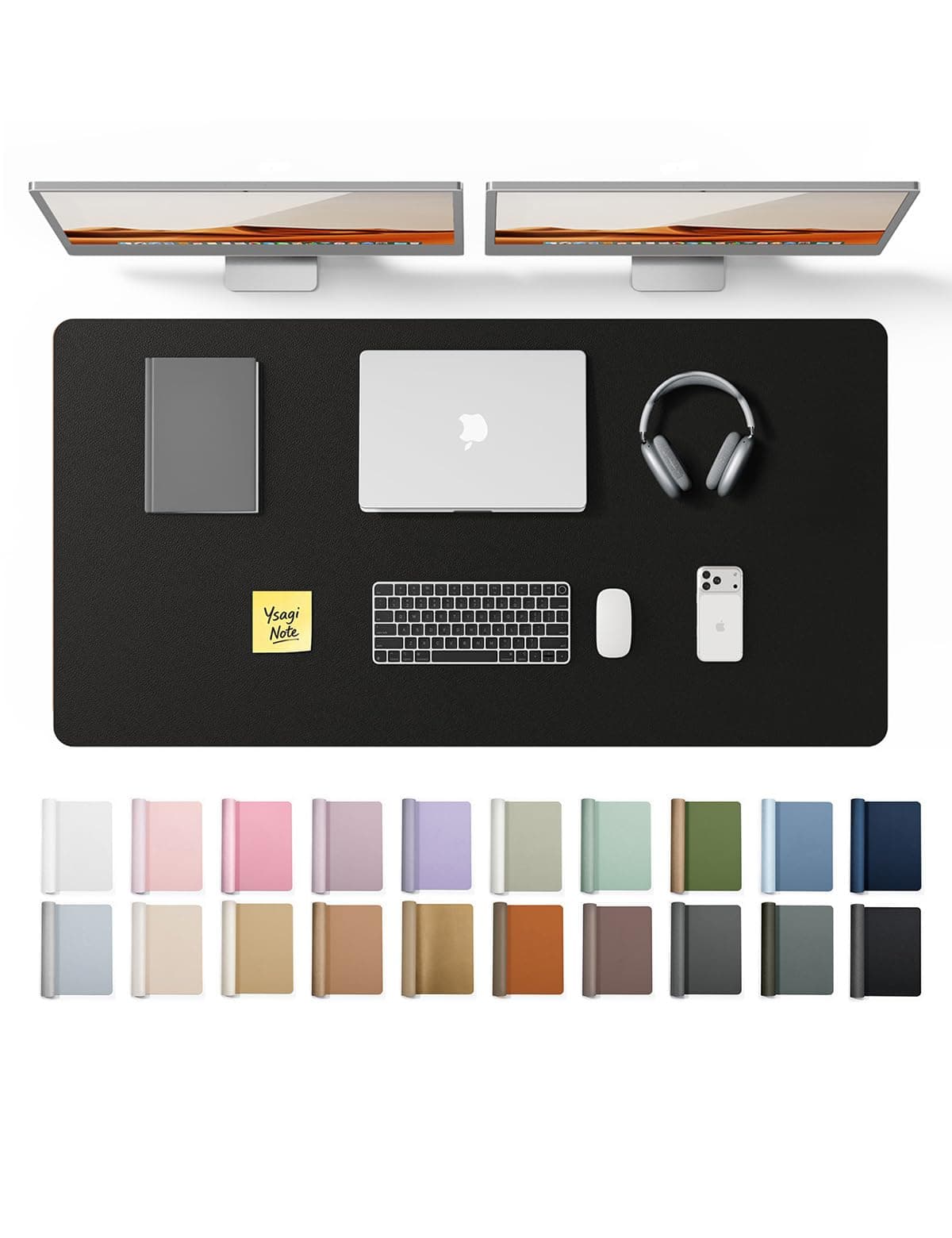 YSAGi Leather Desk Mat, Large Mouse Mat, Non-Slip Desk Pad, Waterproof Leather Table Protector Writing Pad for Office and Home (60 x 35 cm, Black) — view 65