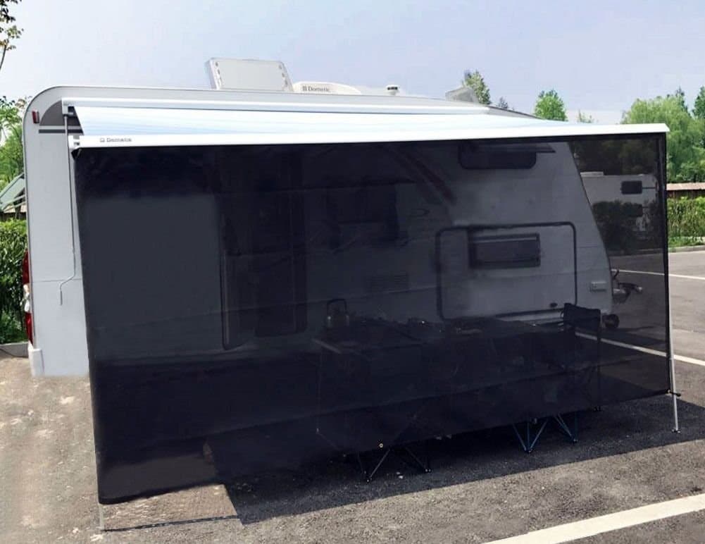 Tentproinc RV Awning Sun Shade 7' X 17' 3'' Black Mesh Screen UV Sunshade Block Complete Kits Motorhome Camping Trailer SunBlocker Tarp Canopy Shelter - 3 Year Warranty
