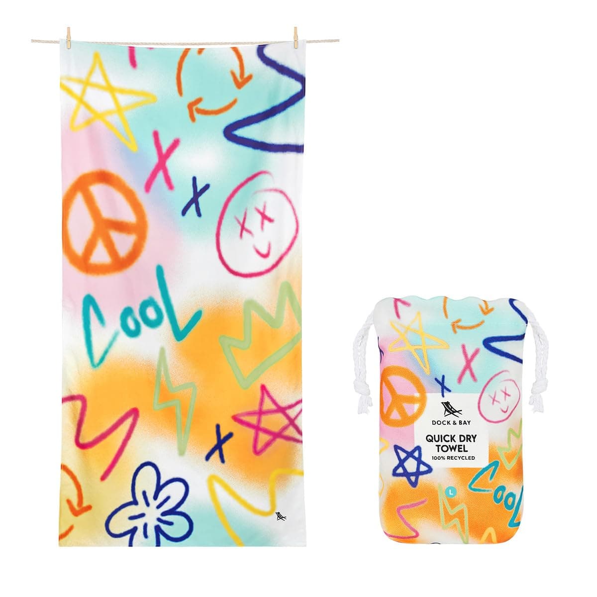 Dock & Bay Beach Towel - Quick Dry, Sand Free - Compact, Lightweight - 100% Recycled - Includes Bag - Cabana - Whitsunday Blue - Large (160x90cm, 63x35) — view 15