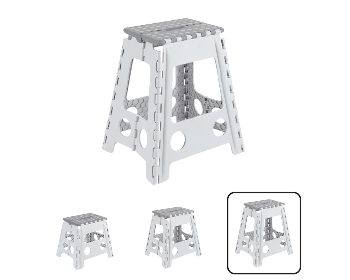 ARREGUI TB-022-G Taburete Plegable Cocina o Baño | Escalera Plegable Pequeña | Taburete Infantil | Banqueta Baño | Escalón Plegable para Adultos y Niños (hasta 150Kg) | 22 cm de Altura | Gris — view 12