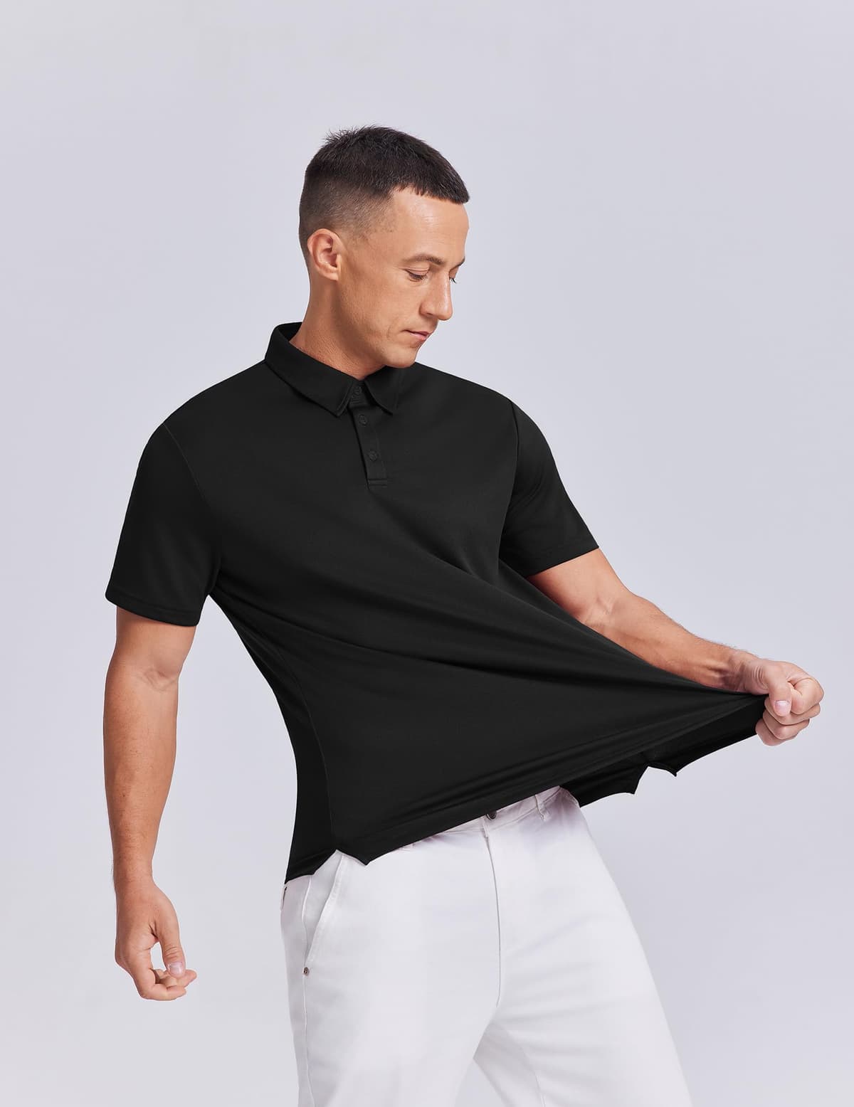PINSPARK Mens Golf Shirt 3 Buttons Quick Dry Polo Shirts for Men Short Sleeve Casual Stylish Collared Polo Shirts — view 4