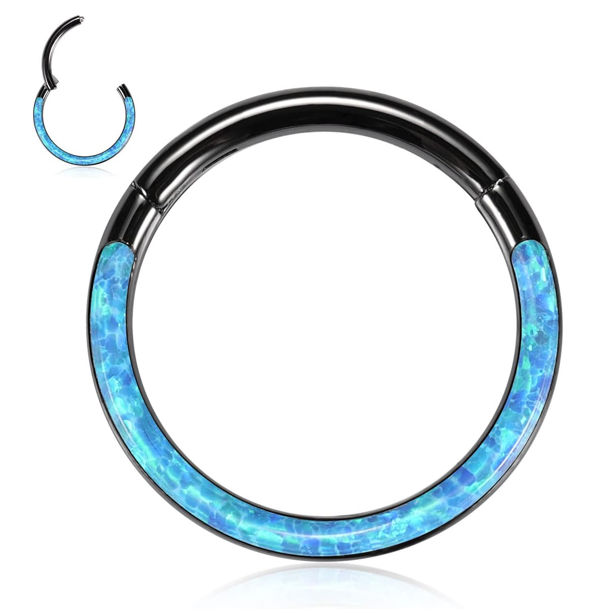 hengkaixuan CZ Opal Septum Jewellery Daith Ring Conch Hoop Seamless Clicker Ring Surgical Steel Rook Tragus Conch Piercing Jewellery Small Hoop Earring Nose Hoop Ring — view 41