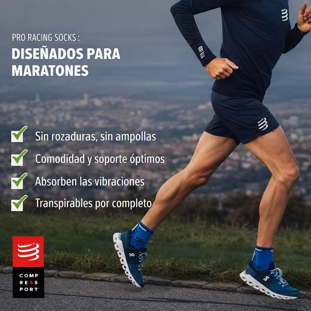 Compressport Running Socks - Pro Racing Socks V3 Run High - Prevención de ampollas - Amortiguación y transpirabilidad - Correr y triatlón - Para entrenamiento y competición - Ligeros — view 2