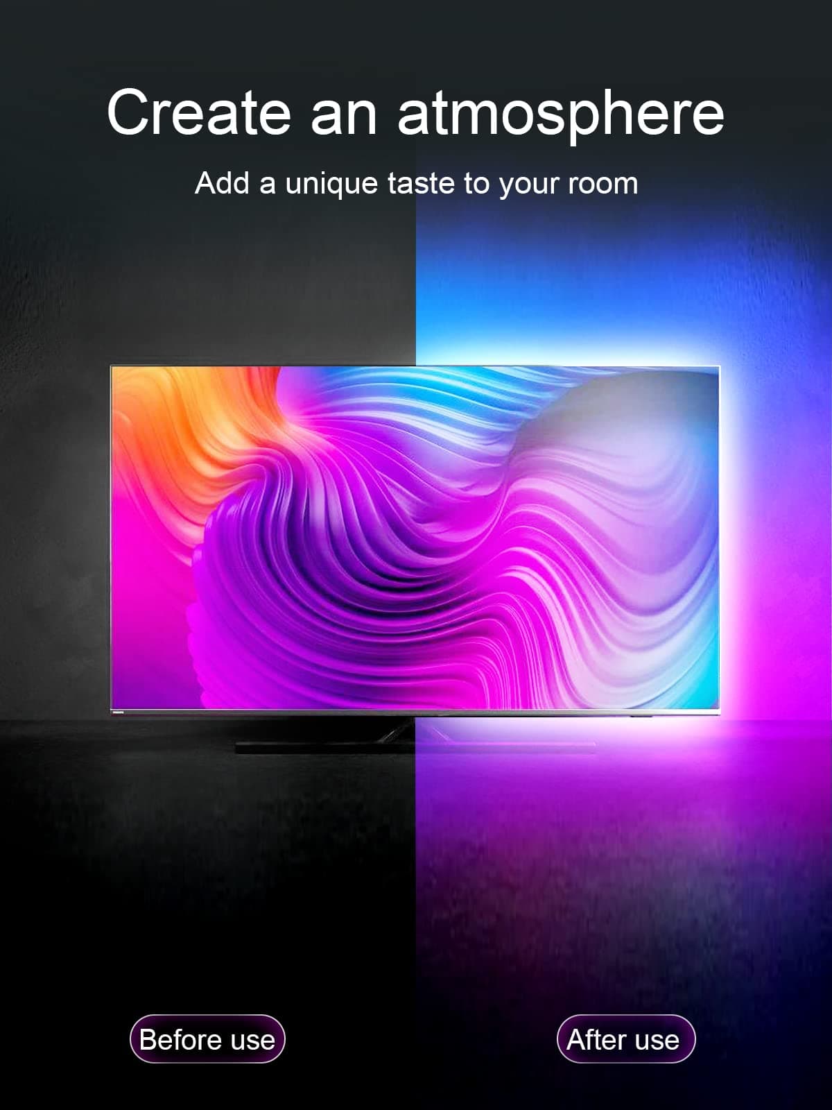 KANTUTOE TV LED Lights, 3m LED Lights for 32-45 Inch TVs, RGB TV Backlight with Remote, Colour Changing Music Sync Bluetooth APP Control Strip Lights USB Powered for Bedroom Gaming Room Decor — view 4