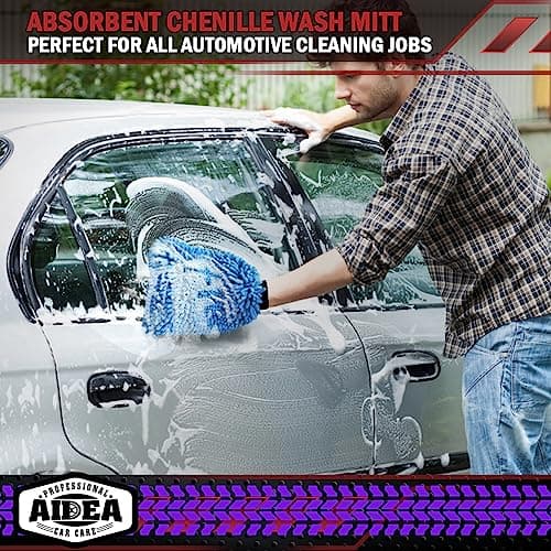 AIDEA Car Wash Mitt Microfiber, 2PK, Car Wash Brush, Blue, 8''X12'' — view 5