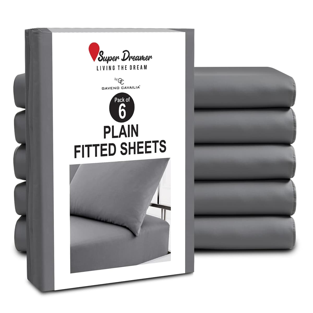 GC GAVENO CAVAILIA Fitted Sheet Single Bed (91 x 190cm) - Grey Bedding Sheets - Plain Dyed Microfiber Bed Sheets Single - (10 inch) 25cm Deep Pocket Bottom Sheet - Easycare - Wrinkle & Fade Resistant — view 53