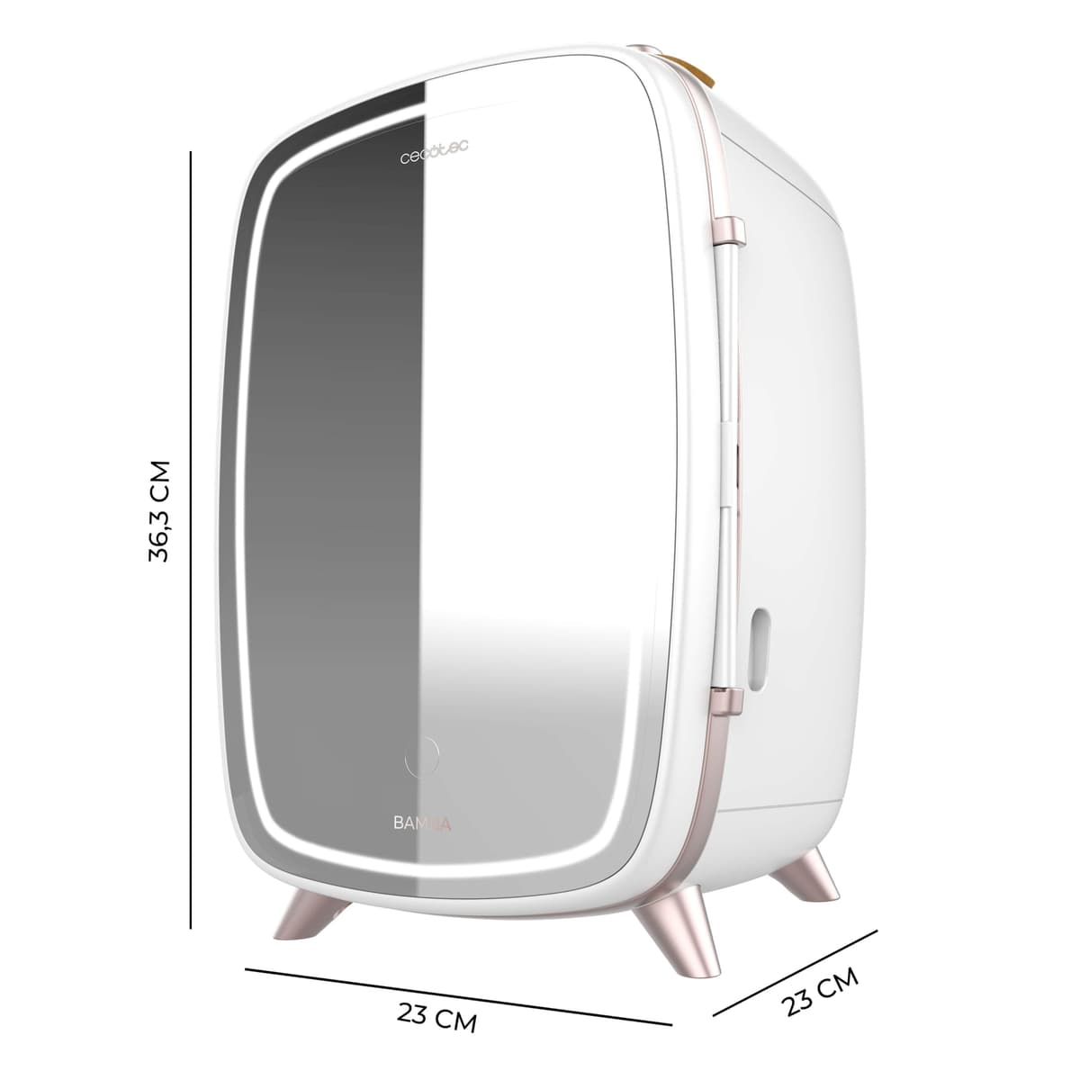 Cecotec Nevera Pequeña de Cosméticos 6L Bamba CoolingBeauty 6000 Mirror. Mini Frigorífico con Puerta con Espejo Exterior, Luz LED con 3 Intensidades, Enfriamiento hasta 10ºC — view 3