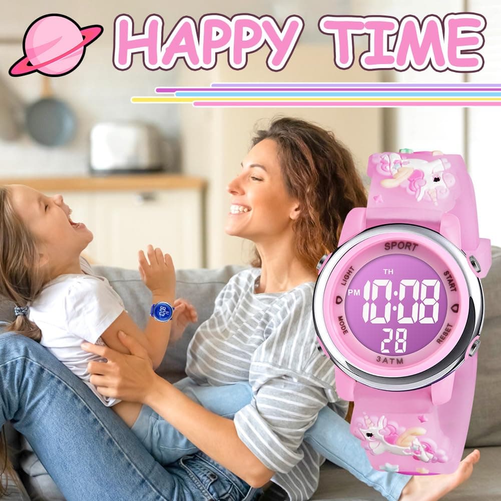 Vicloon Reloj Digital para Niños Niña, Luz Intermitente LED de 7 Colores Reloj de Pulsera Niña Multifunción, Reloj Unicornio Niña, Relojes Niñas Niños Digital para Niños de 3 a 12 años — view 7