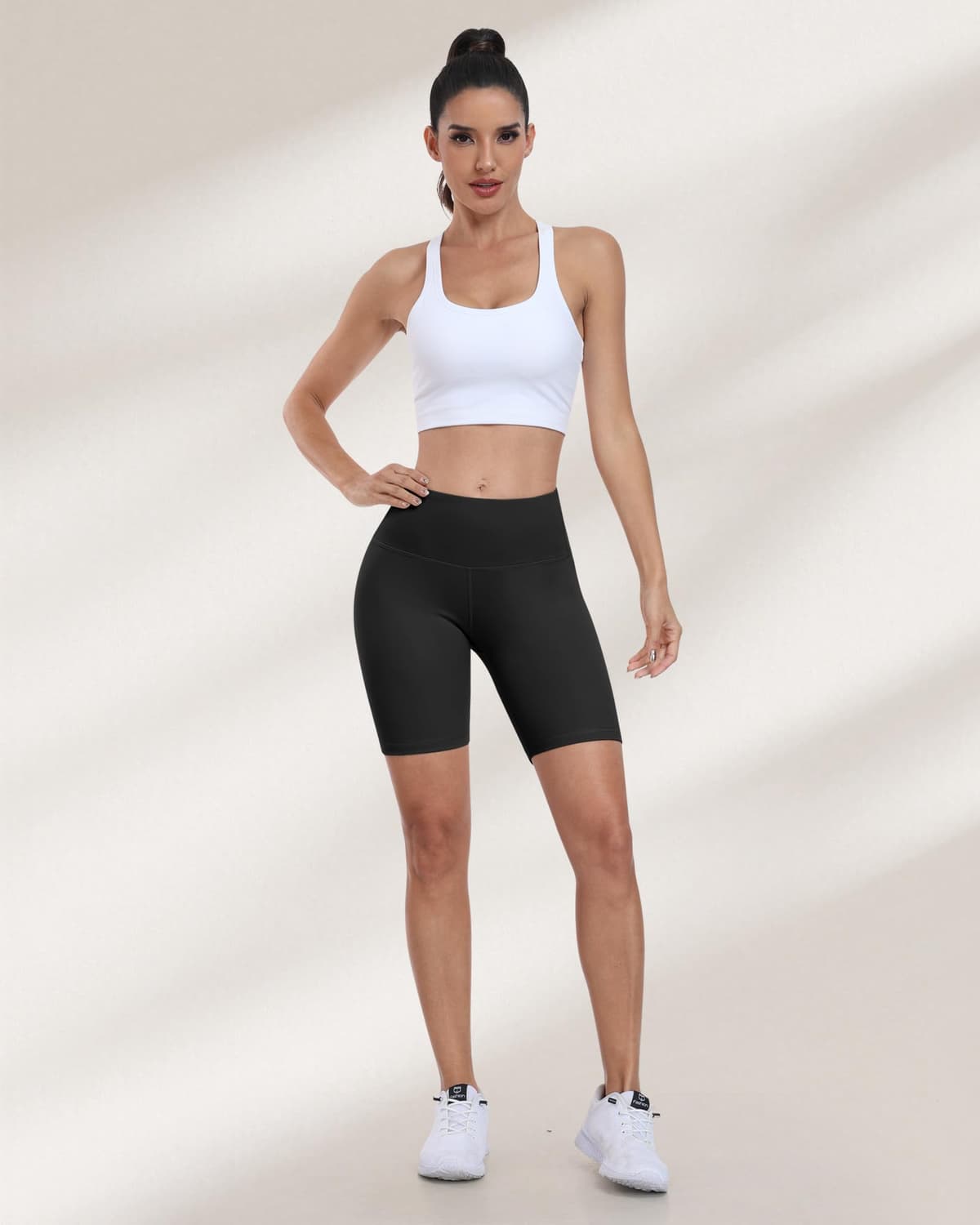 Pantalones cortos de ciclismo para mujer, cintura alta, control de abdomen, suaves, atléticos, gimnasio, yoga — view 2