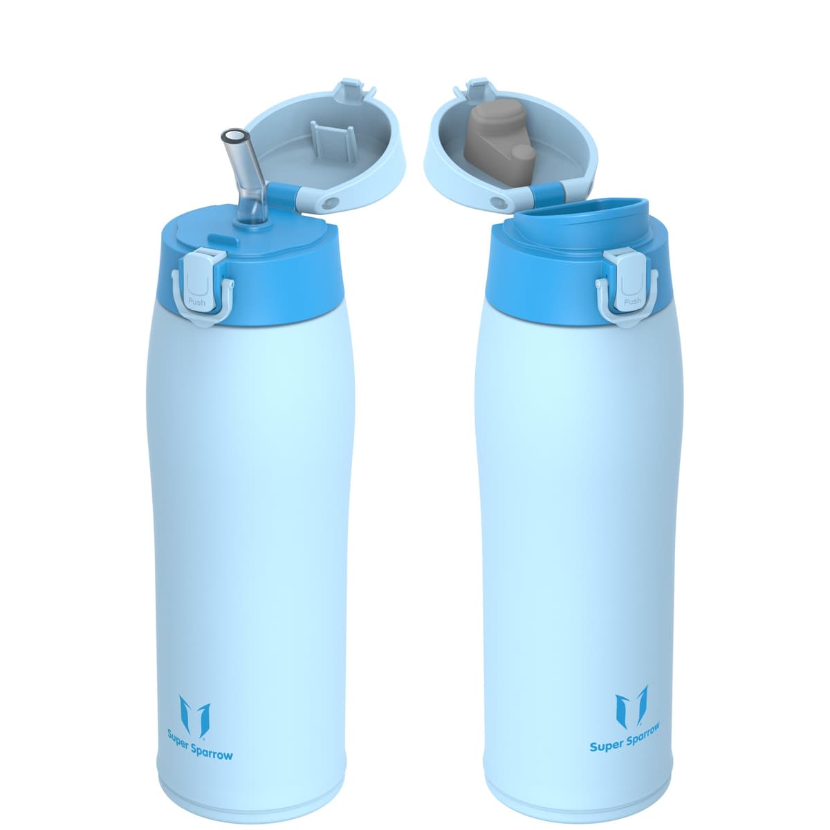 Super Sparrow Insulated Water Bottle - Travel Mug - 500ml, 750ml，950ml - Stainless Steel Water Bottles - BPA Free - Leakproof Metal Bottles - Includes 2 Lids, Straw Lid & Spout Lid — view 12