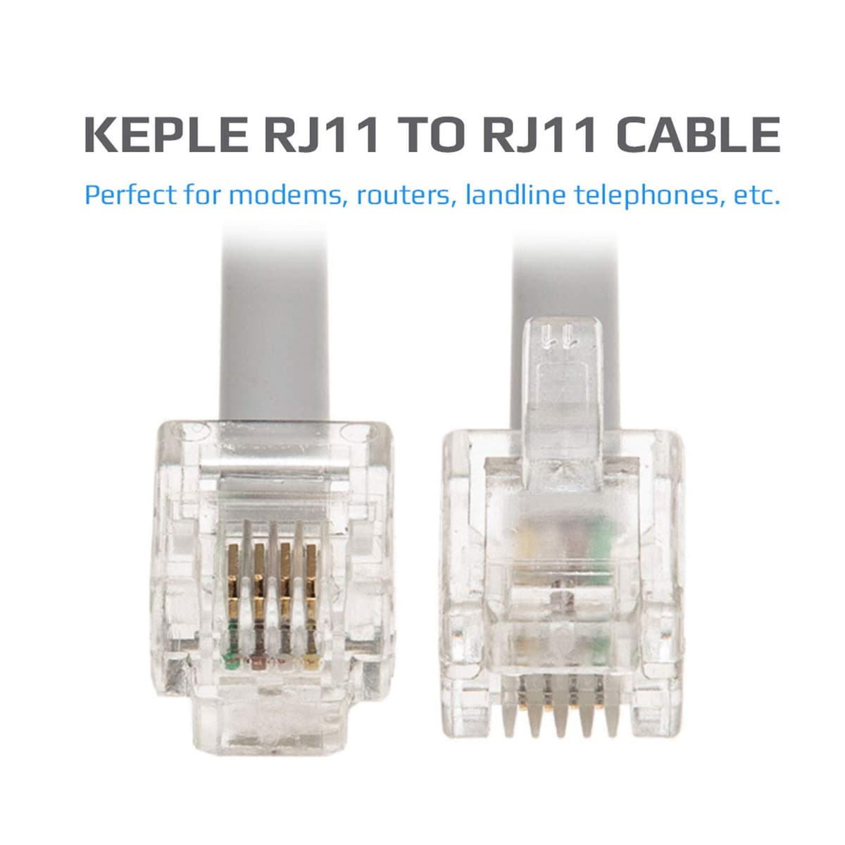 Keple RJ11 Cable ADSL 10m de Extensión Telefónico Conector Telecom de Banda Ancha de Internet de Alta Velocidad de Macho a Macho Enrutador y Módem a RJ11 Enchufe de Teléfono, Microfiltro (Blanco) — view 4
