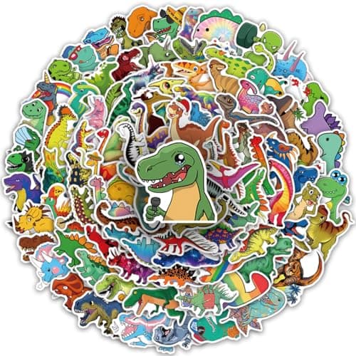 KumCinm 110PCS Cartoon Dinosaur Stickers - Waterproof Cute Dino Decals for Kids Toddlers Boys Girls Teens | Perfect for Teaching Rewards, Dino Party Favors & Holiday Stocking Stuffers — view 4