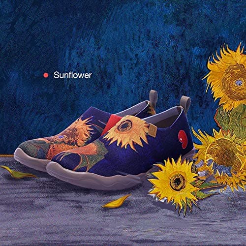 UIN Men's Walking Travel Shoes Slip On Canvas Casual Loafers Lightweight Comfort Art Painted Fashion Sneaker Sunflower II (10) — view 2