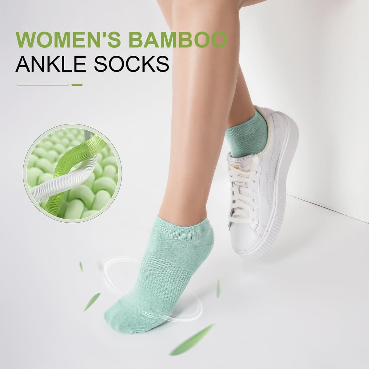 Ankle Socks Women, 5 Pairs Bamboo Low Cut Ladies Trainer Socks, Breathable Seamless Short Summer Thin Socks — view 3
