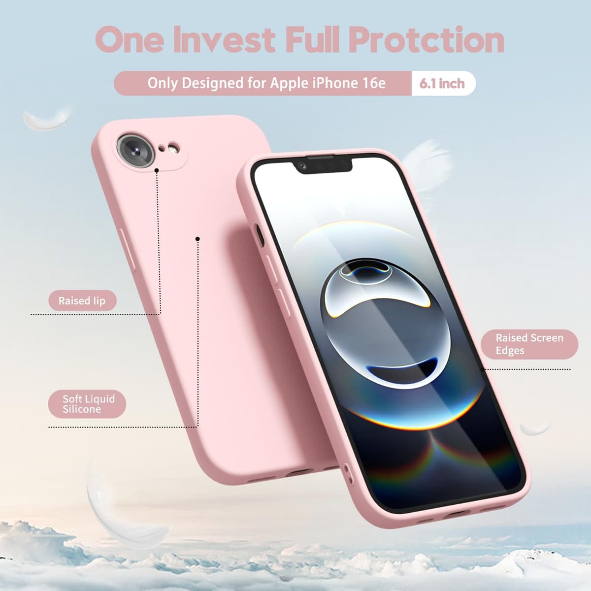 oakxco for iPhone 17 Pro Max Phone Case Liquid Silicone, Cute Thin Slim Grip Soft Rubber Gel for Women Men, Smooth Matte TPU Plain Solid Color Girly Simple Case with Camera Cover, Light Pink — view 2004