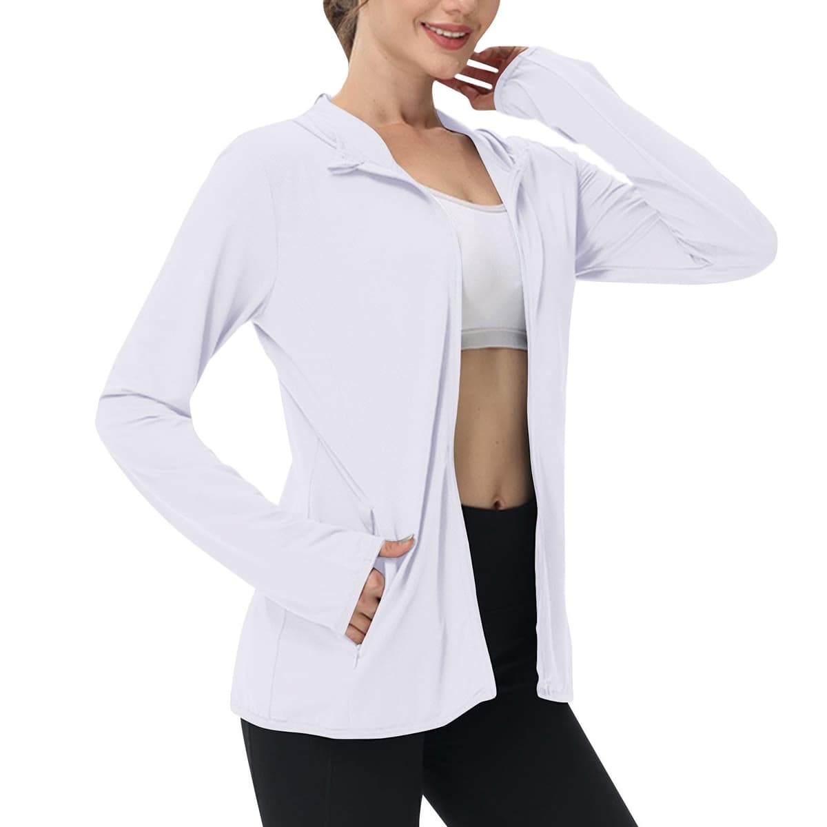 Sun Jacket for Women UPF 50+ Lightweight Athletic Jacket Sun Protection Full Zip Hoodies Shirts Hiking Outdoor Pockets — view 30