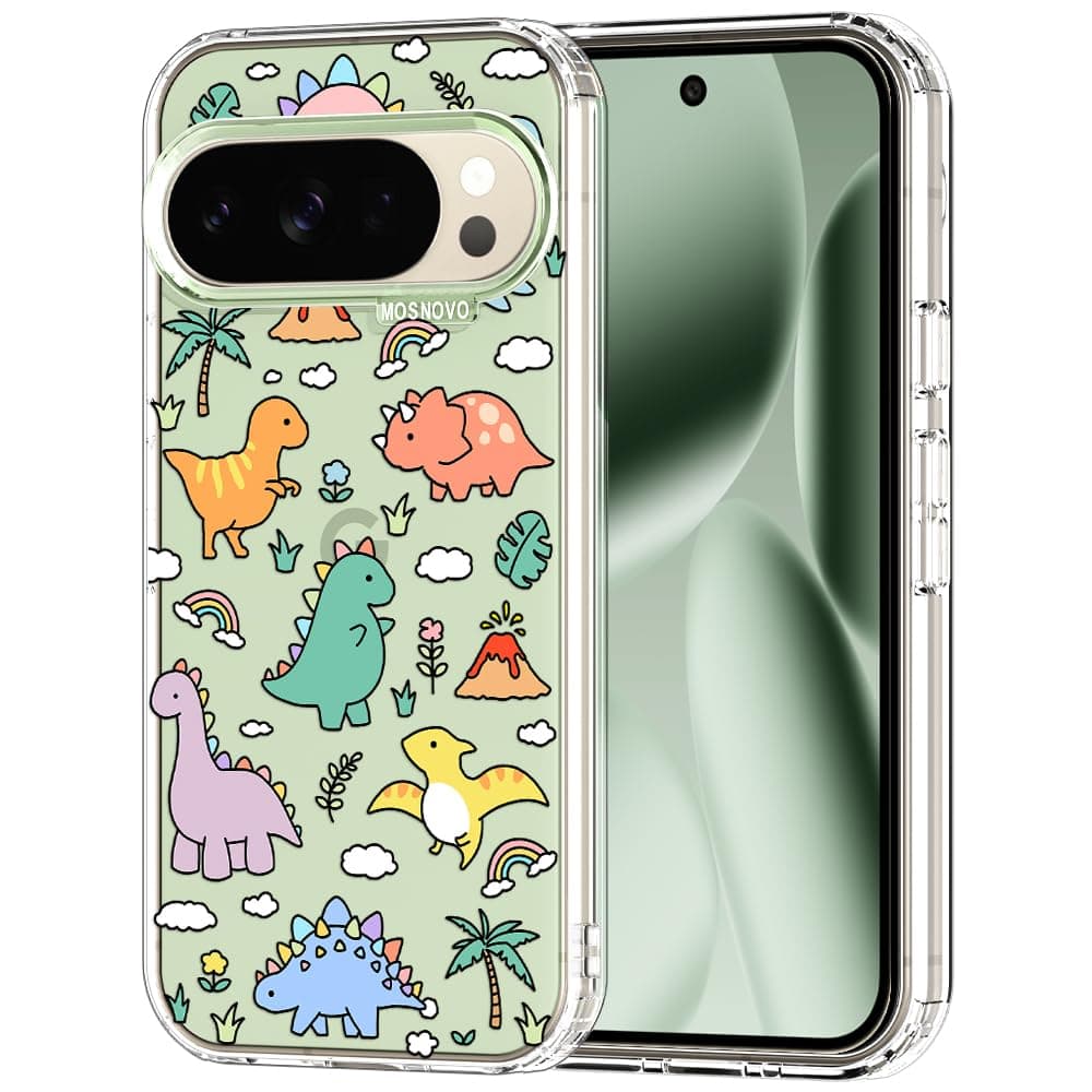 MOSNOVO Case for Google Pixel 9 & Pixel 9 Pro, [Buffertech 6.6ft Military-Grade Drop Protection] [Anti Peel Off Tech] Clear TPU Bumper Phone Case Cover Design - Eucalyptus — view 67