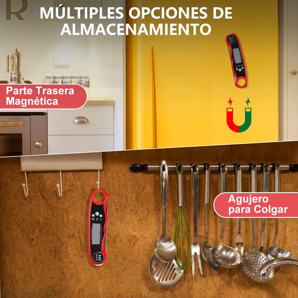 CIRYCASE Termometro Cocina, Termometro Horno Digital de Lectura Rápida & Precisa con 102cm Sonda de Alambre, Calibration & Pantalla LCD, Termometro Barbacoa para Carne, BBQ, Comida, Horno, Liquidos — view 5