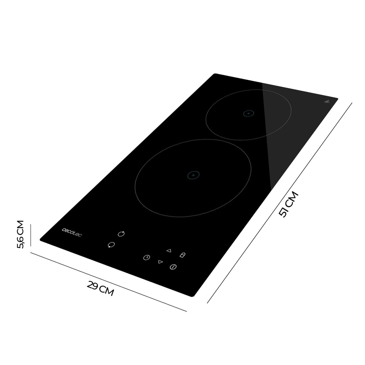 Cecotec Placa de Vitrocerámica 2 Fuegos Bolero Squad V 2001 Potencia máxima 3000 W, 9 Niveles de Potencia, Touch Control, Detector de Sartenes, Diámetro 16 y 20 cm — view 2