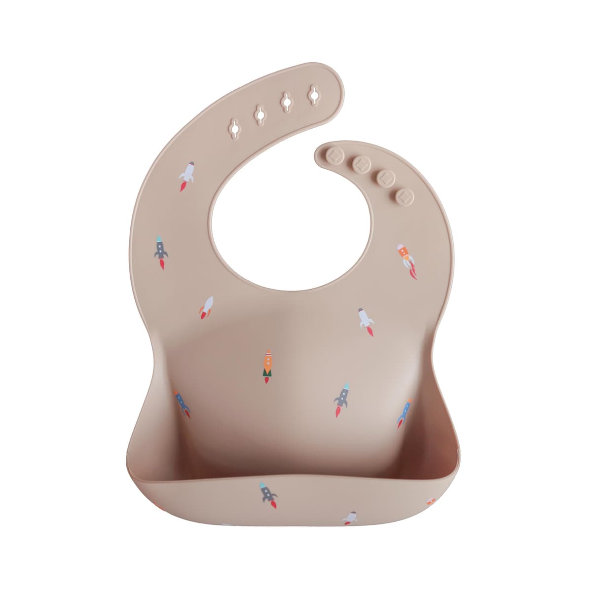 Mushie Baby Silicone Bib | Adjustable Fit Waterproof Bibs | Easy Wipe Baby Feeding Bibs | 4 Adjustable Sizes with Deep Front Pockets | 100% BPA and Phthalate Free — view 13