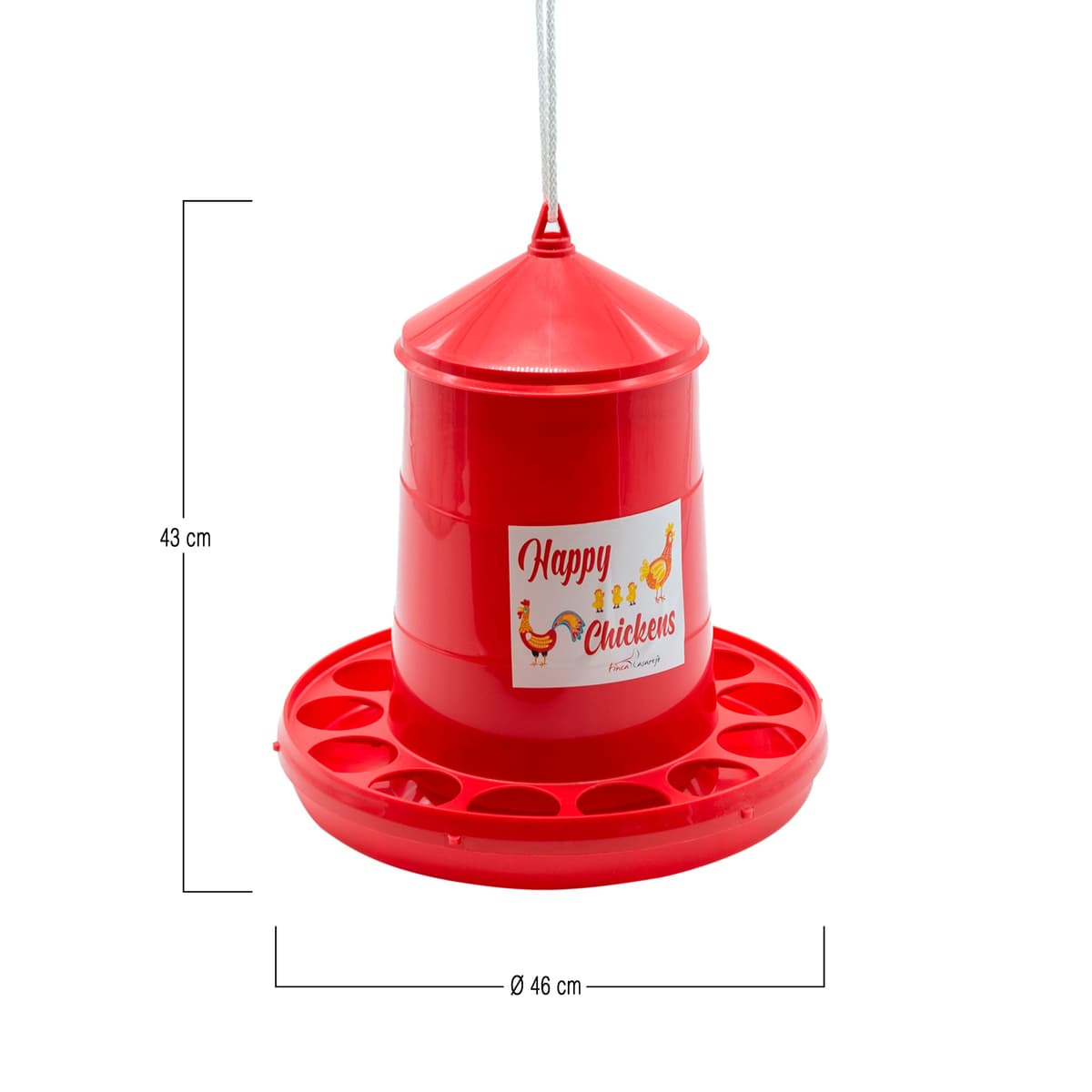 FINCA CASAREJO Comedero para Gallinas con Sistema Antidespilfarro - Tolva Happy Chickens 12 kg - Plástico Resistente para conservar el alimento - Incluye Guía Práctica de Alimentación — view 2