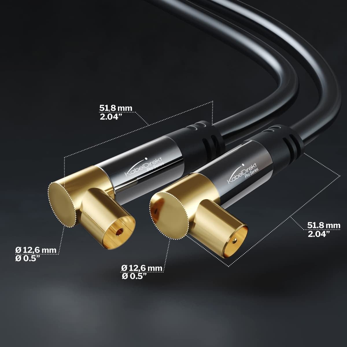 KabelDirekt – Cable Antena TV 4K, Cable Coaxial – 90° acodado – 2m – TV digital y analógico – Disponible en 0,5-20m (Enchufe acodado/Toma acodada, para DVB-C/DVB-T/DVB-S, negro) — view 5
