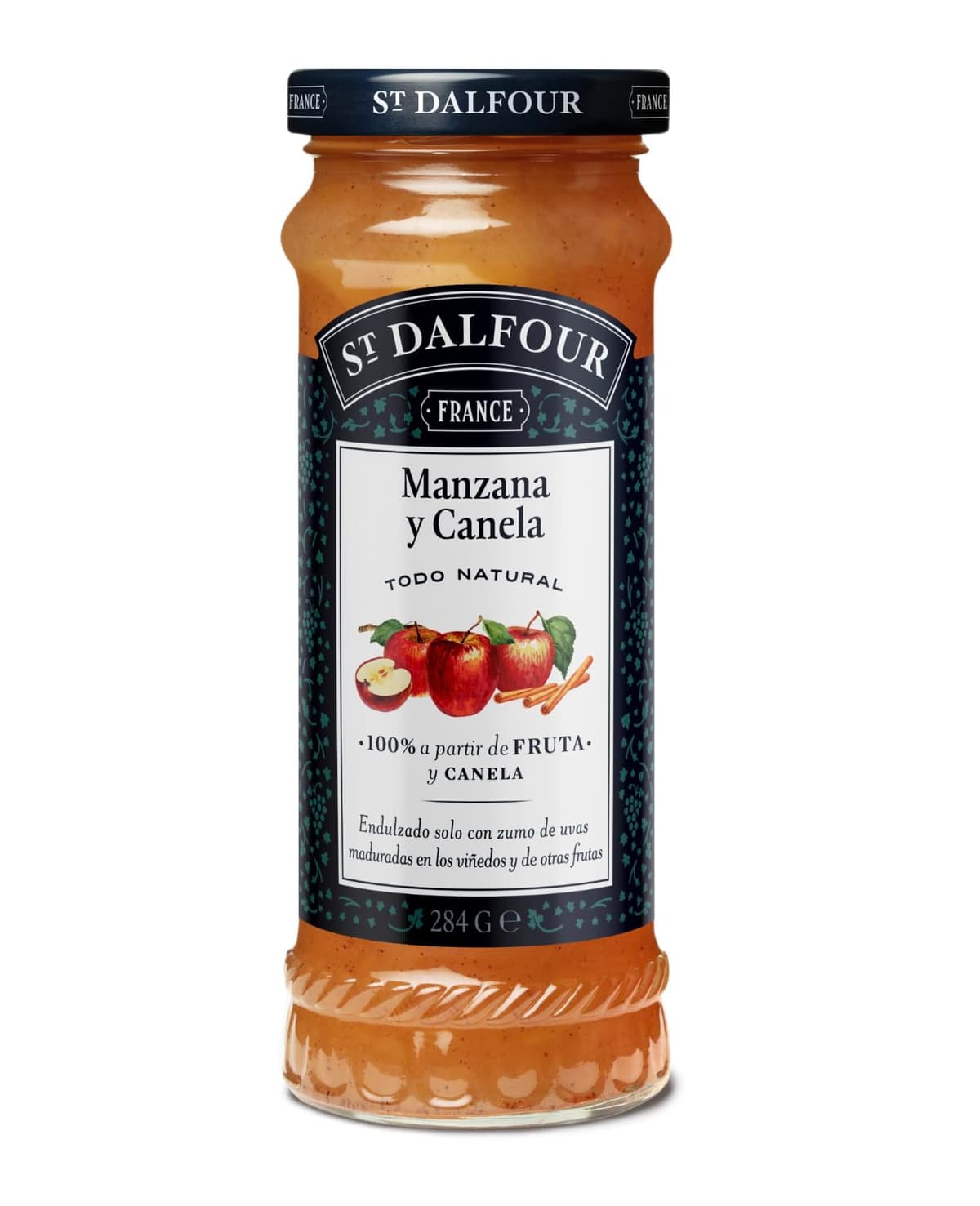 St Dalfour MANZANA & CANELA | Fruta triturada | Mermelada natural 284gr | 100% fruta sin azúcares añadidos