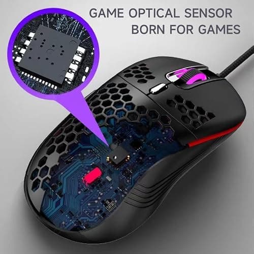 VANEX V02 Wired RGB Gaming Mouse Ergonomic, Honeycomb Shell Mouse, 6 Programmable Buttons, 7200 DPI, 1.5m Cable — view 4