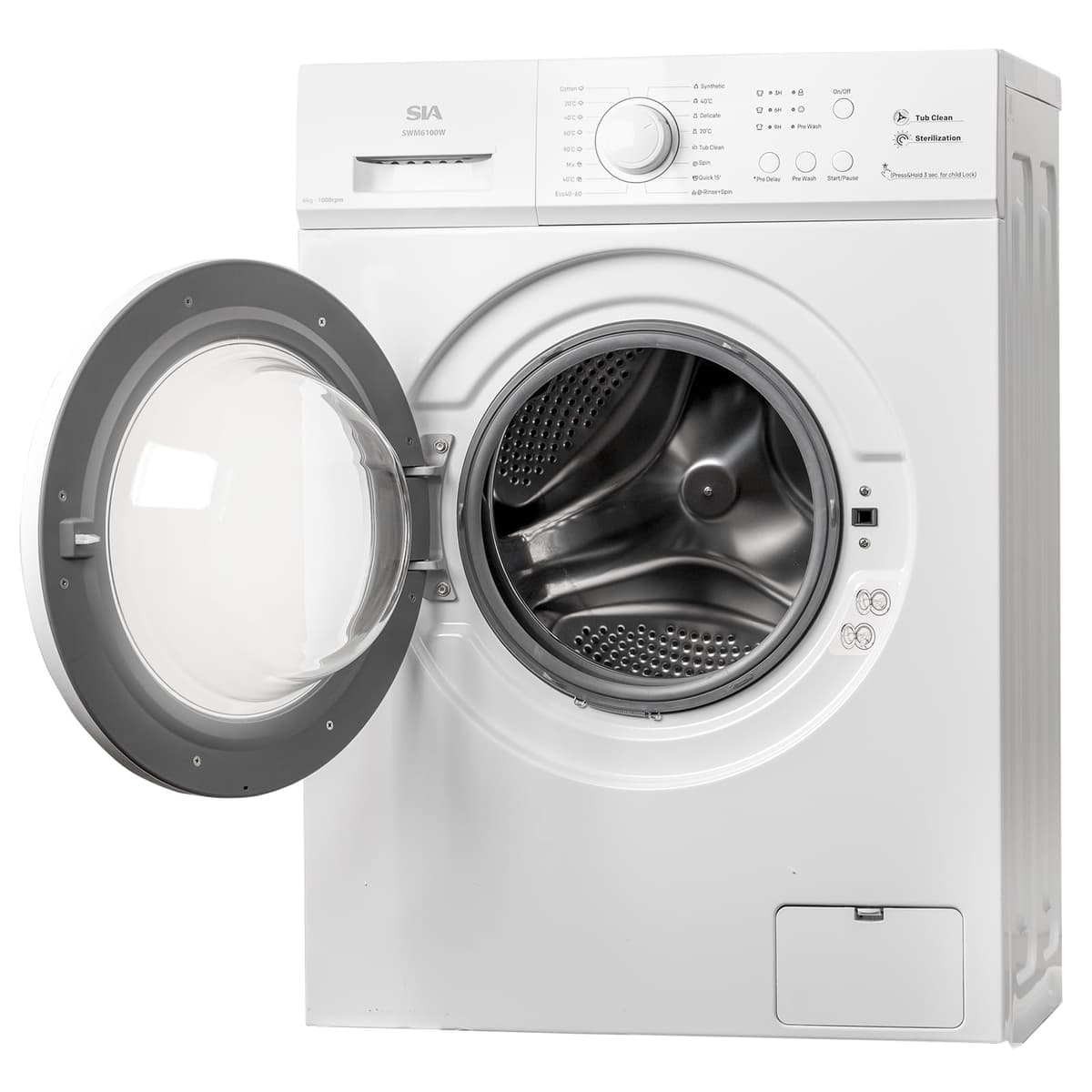 SIA 6kg 1000RPM Washing Machine with 9 Preset Programs Energy Rating E in White - SWM6100W — view 4