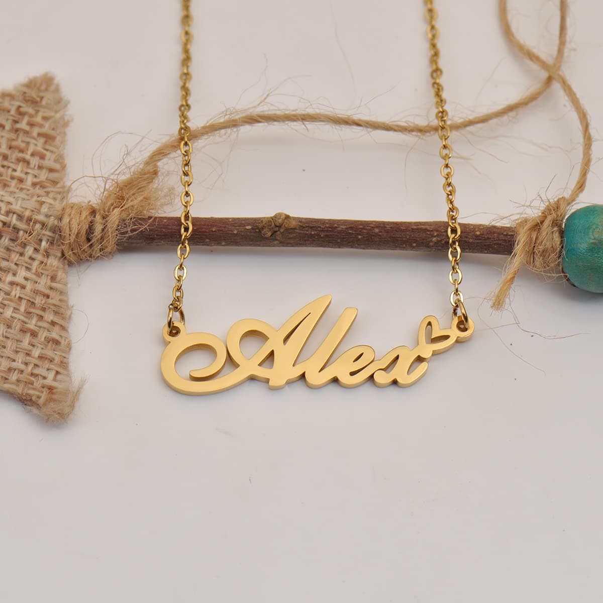 HUAN XUN Custom Name Necklaces Personalized Necklace with Name 18k Gold Plated Heart Stainless Steel Customized Jewelry Gifts for Women Mother Day Christmas Birthday — view 3