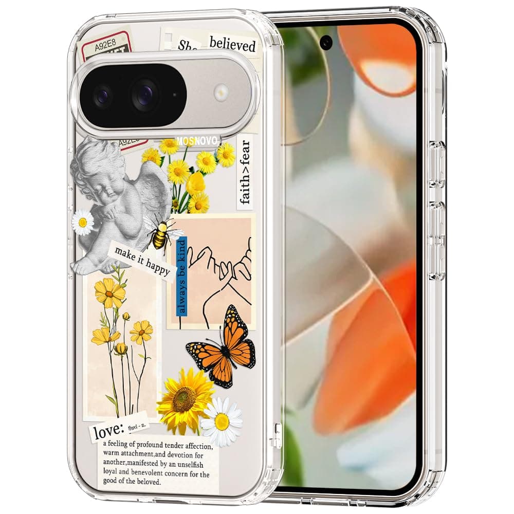 MOSNOVO Case for Google Pixel 9 & Pixel 9 Pro, [Buffertech 6.6ft Military-Grade Drop Protection] [Anti Peel Off Tech] Clear TPU Bumper Phone Case Cover Design - Eucalyptus — view 111