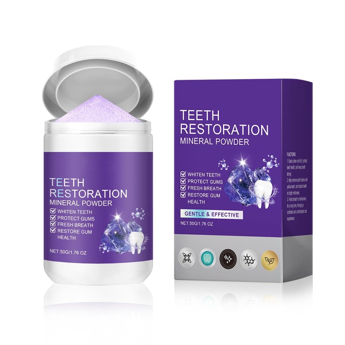 Professional Teeth Whitener Powder | Removes Years of Coffee & Tobacco Stains | Gentle Formula for Sensitive Teeth | Obsessive Whitening for Radiant Smile & Fresh Breath