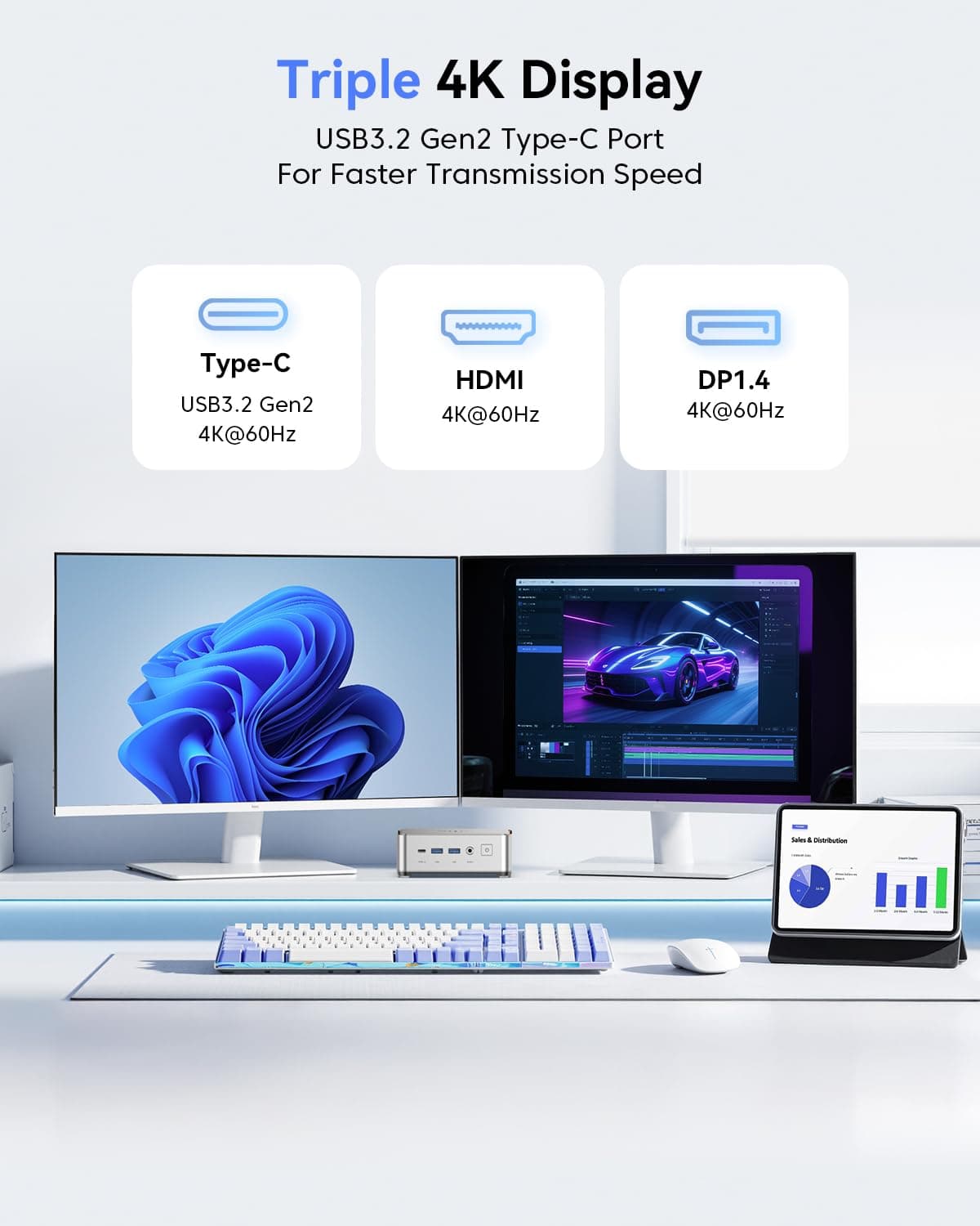 NiPoGi P2 Mini PC Windows 11 Pro Mini PC AMD Ryzen 4300U (Βeat 3500U/N150/N95,up to 3.7GHz) 16GB RAM+512GB SSD Mini Computer 4K Triple Display/HDMI+DP+USB-C/WiFi/BT4.2 for Home/Business/School — view 5