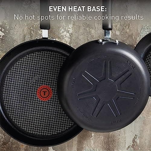 T-fal Ultimate Hard Anodized Nonstick Fry Pan Set 2 Piece, 10, 12 Inch, Oven Broiler Safe 400F, Cookware, Pots and Pans Set Non Stick, Kitchen Frying Pans, Cooking Skillets, Dishwasher Safe, Grey — view 5