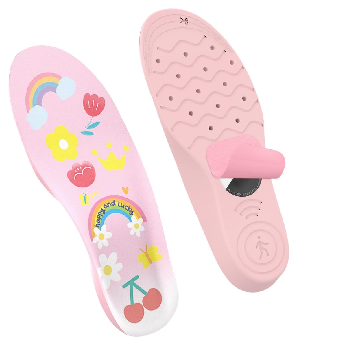 AXFEE Plantillas para Air-tag Dispositivo, Oculto Air Tag GPS Tracker Funda Protectora, Instalación Segura, para Plantillas ProtecToras Air tags para Niños y Personas Mayores, Rosa(135-150mm)