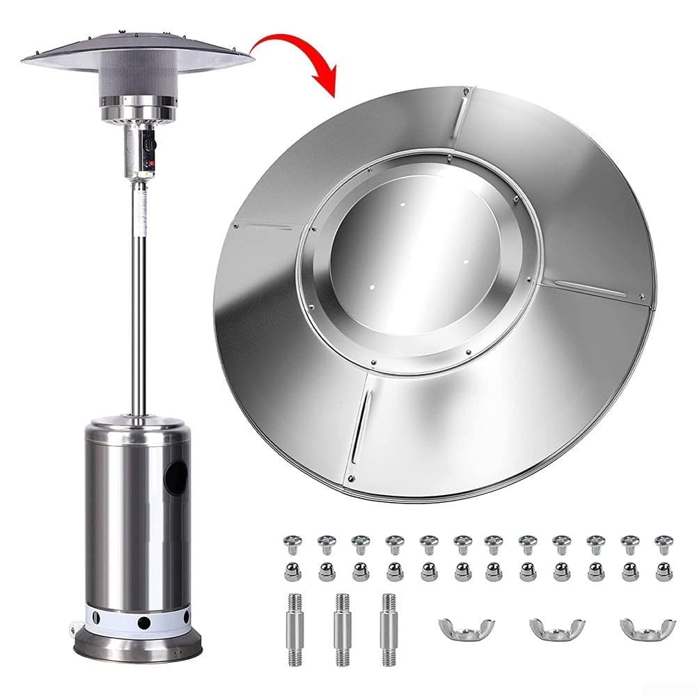 Minhe Aluminum Heat Reflector Shield For Patio Heater, Umbrella Dome Replacement Part, Weatherproof Protective Cover For Outdoor Propane Gas Heaters, Silver, 1 Set(4+1 with Spacer) — view 2