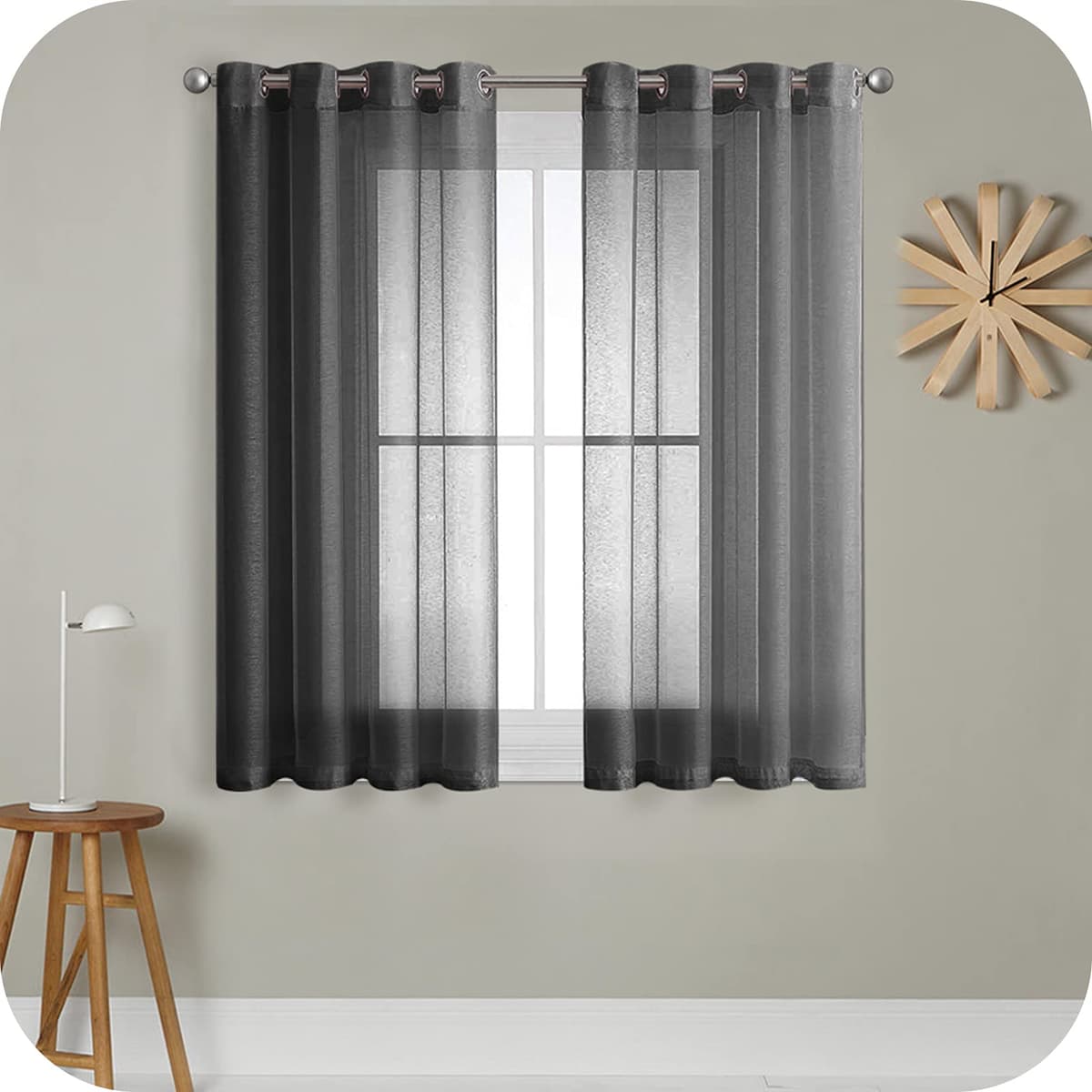 MRTREES Cortina para Ventana Dormitorio Translúcidas Visillos Paneles para Ventanas Sala para Niños Sala Comedor 2 Piezas 140×245cm Blanco — view 39
