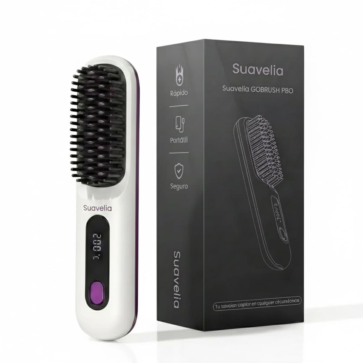 Cepillo Inalámbrico Pelo Suavelia para Cabello Corto, Cepillo Alisador con Calor Cerámico 3PX, Volumen Duradero, Sin Tirones ni Quemaduras, Recargable, Ideal para Pixie, Bob y Flequillo (Negro) — view 10